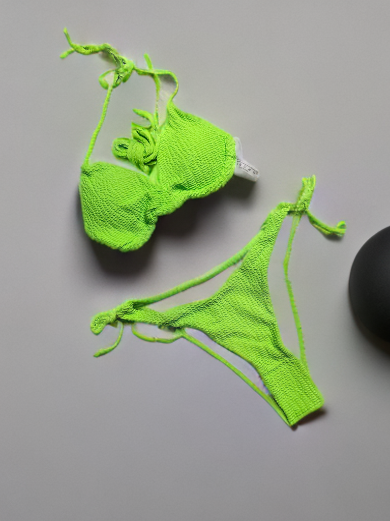 Lime Green Textured Bikini