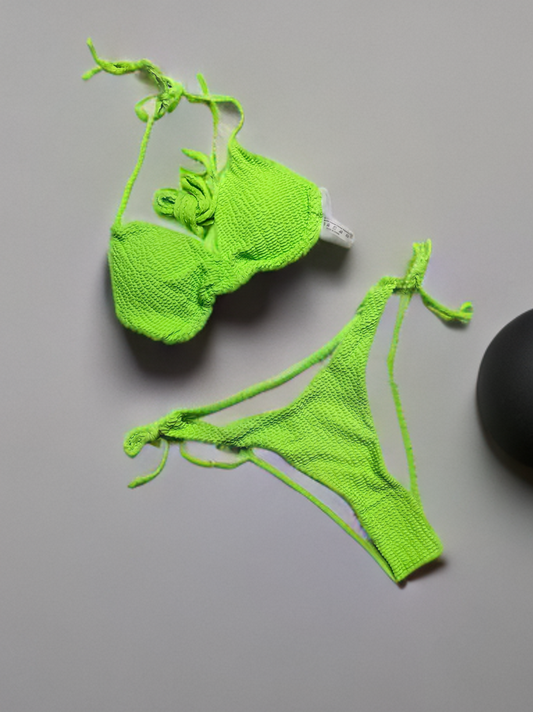 Lime Green Textured Bikini