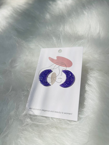 Sparkly Purple Moon Studs