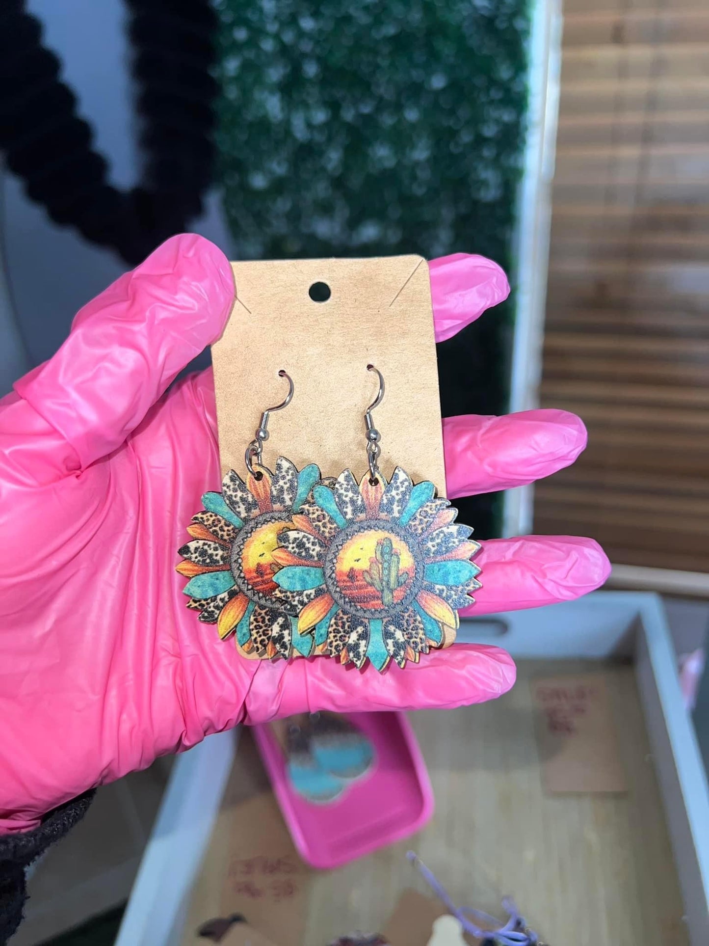 Sunflower Cactus Earrings